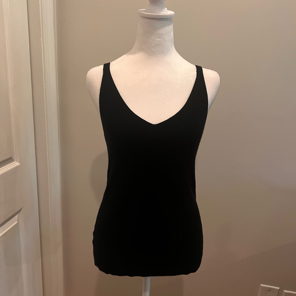 Loft Stretch Sleeveless Sweater Tank | Black | Small